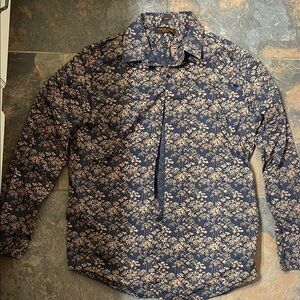 Men's Navy Floral Casual Button Down Shirt